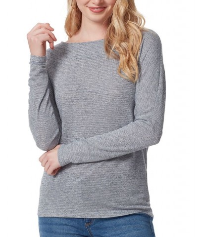 Women's Giana Long-Sleeve Boatneck Top Blue $26.85 Tops