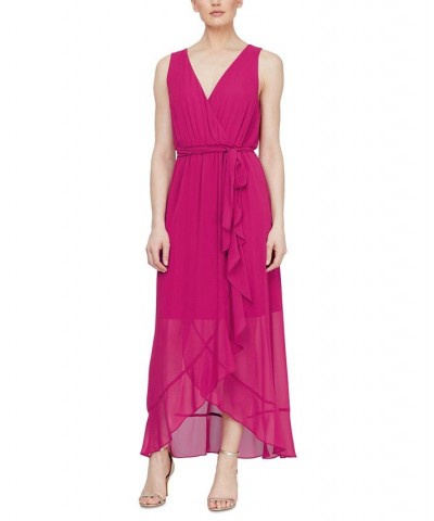 Surplice High-Low Maxi Dress Pink $34.88 Dresses