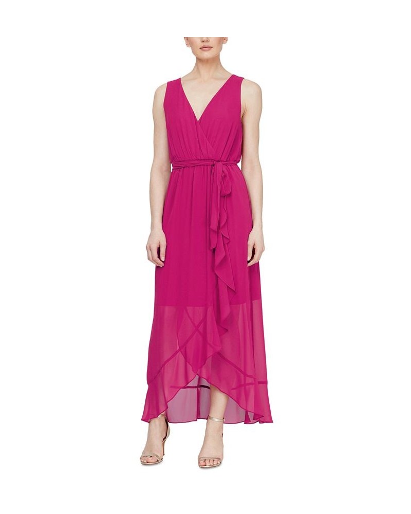 Surplice High-Low Maxi Dress Pink $34.88 Dresses