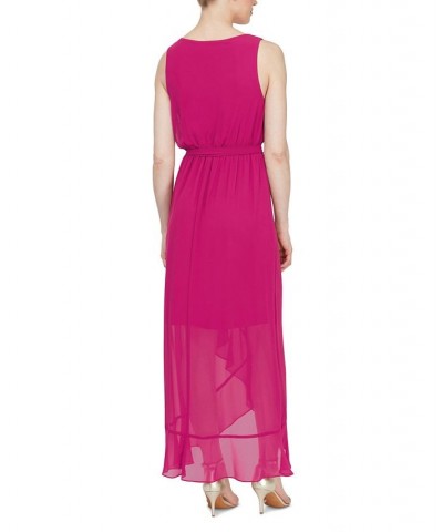 Surplice High-Low Maxi Dress Pink $34.88 Dresses