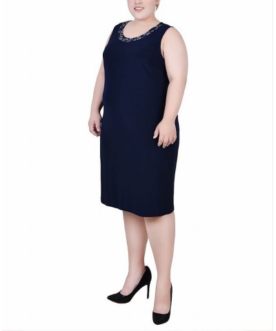 Plus Size Cardigan Dress Set 2 Piece Navy Plum Flowers $18.10 Dresses