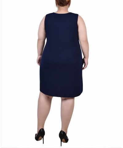 Plus Size Cardigan Dress Set 2 Piece Navy Plum Flowers $18.10 Dresses