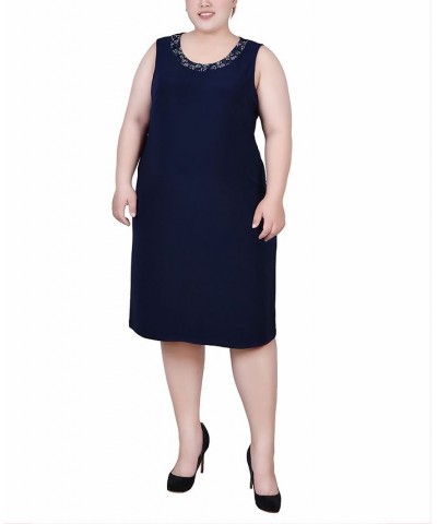 Plus Size Cardigan Dress Set 2 Piece Navy Plum Flowers $18.10 Dresses