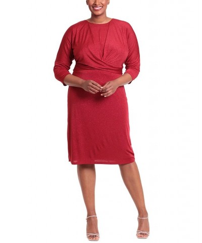 Plus Size Crossover Glitter-Knit Dress Red $53.55 Dresses