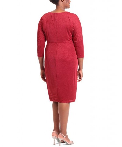 Plus Size Crossover Glitter-Knit Dress Red $53.55 Dresses