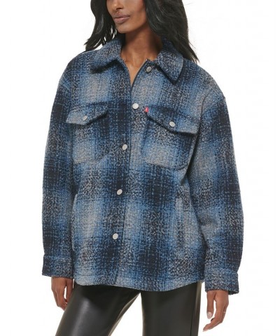 Women's Plaid Shirt Jacket Blue $50.00 Jackets