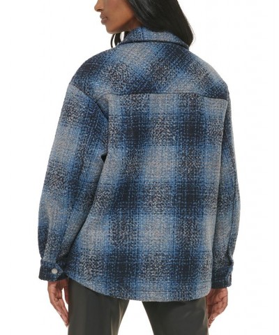 Women's Plaid Shirt Jacket Blue $50.00 Jackets