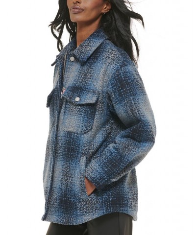 Women's Plaid Shirt Jacket Blue $50.00 Jackets