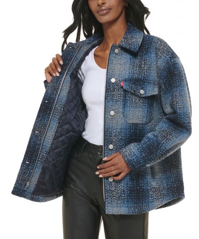 Women's Plaid Shirt Jacket Blue $50.00 Jackets