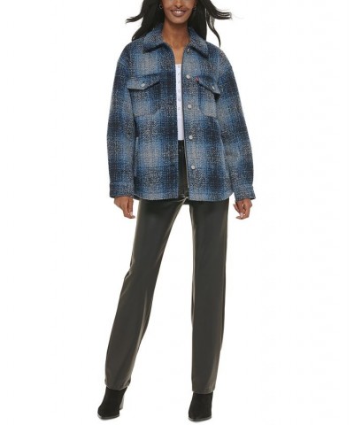 Women's Plaid Shirt Jacket Blue $50.00 Jackets