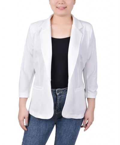 Petite 3/4 Sleeve Scuba Crepe Blazer White $15.84 Jackets