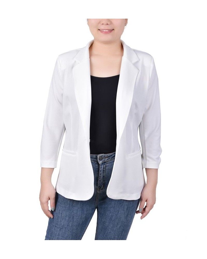 Petite 3/4 Sleeve Scuba Crepe Blazer White $15.84 Jackets