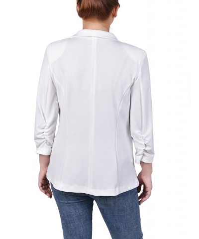 Petite 3/4 Sleeve Scuba Crepe Blazer White $15.84 Jackets