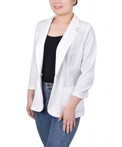 Petite 3/4 Sleeve Scuba Crepe Blazer White $15.84 Jackets