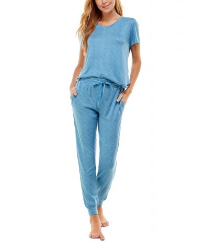 V-Neck T-Shirt & Jogger Pants Pajama Set Niagara Space Dye $12.90 Sleepwear