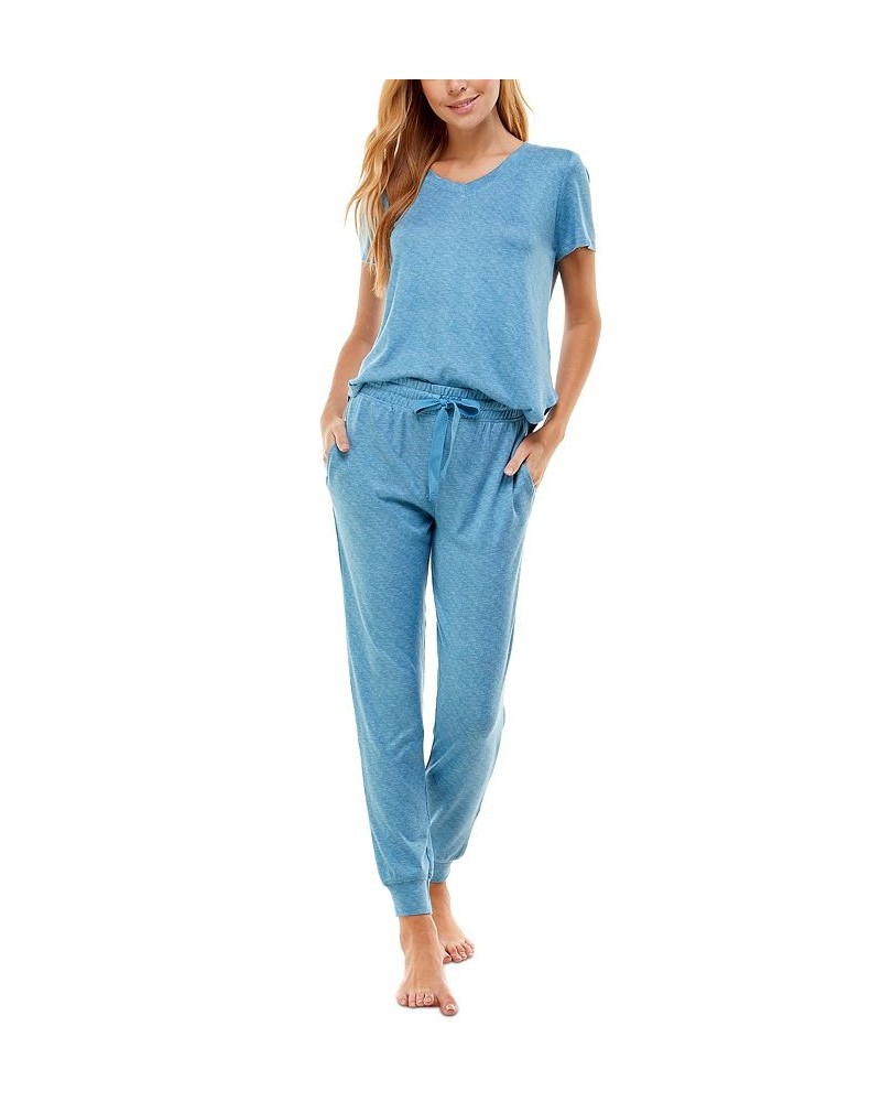 V-Neck T-Shirt & Jogger Pants Pajama Set Niagara Space Dye $12.90 Sleepwear