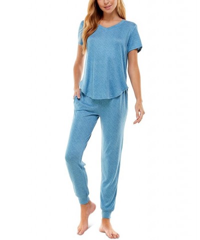 V-Neck T-Shirt & Jogger Pants Pajama Set Niagara Space Dye $12.90 Sleepwear