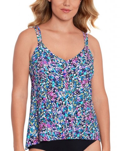 Women's Princess-Seam Hi-Low Tankini Top Dancing Colors $42.24 Swimsuits