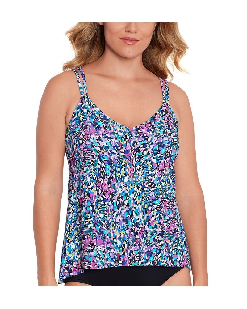 Women's Princess-Seam Hi-Low Tankini Top Dancing Colors $42.24 Swimsuits