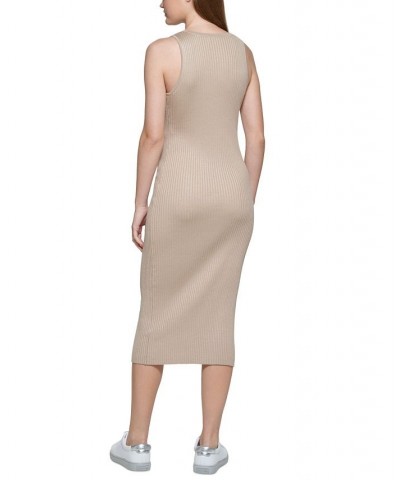 Women's Ribbed-Knit Bodycon Dress Suede $29.84 Dresses