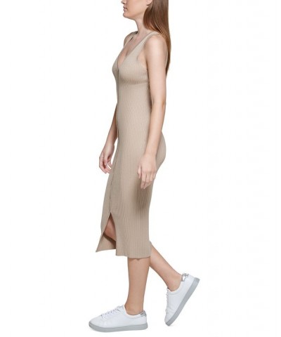 Women's Ribbed-Knit Bodycon Dress Suede $29.84 Dresses