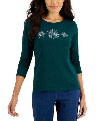 Women's Long-Sleeve Holiday Top Black $10.07 Tops