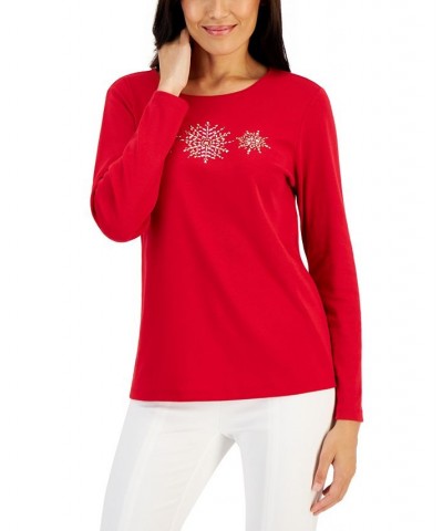 Women's Long-Sleeve Holiday Top Black $10.07 Tops