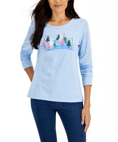 Women's Long-Sleeve Holiday Top Black $10.07 Tops