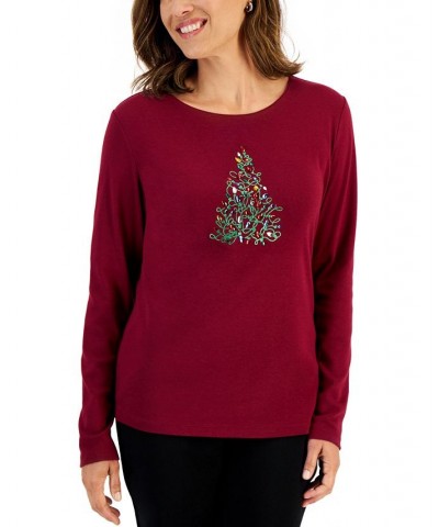 Women's Long-Sleeve Holiday Top Black $10.07 Tops