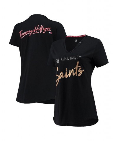 Women's Black New Orleans Saints Riley V-Neck T-shirt Black $15.60 Tops