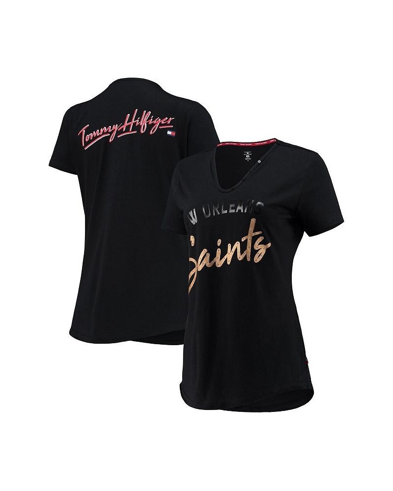 Women's Black New Orleans Saints Riley V-Neck T-shirt Black $15.60 Tops