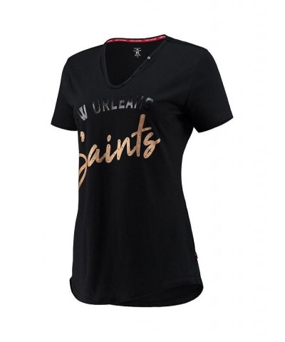 Women's Black New Orleans Saints Riley V-Neck T-shirt Black $15.60 Tops