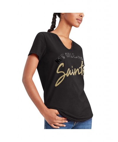 Women's Black New Orleans Saints Riley V-Neck T-shirt Black $15.60 Tops