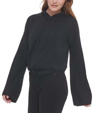 Women's Hooded Bell-Sleeve Top Black $27.40 Sweatshirts