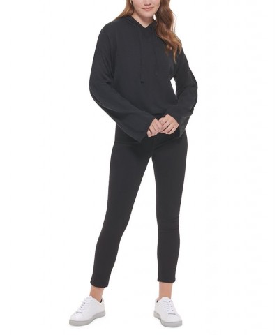 Women's Hooded Bell-Sleeve Top Black $27.40 Sweatshirts