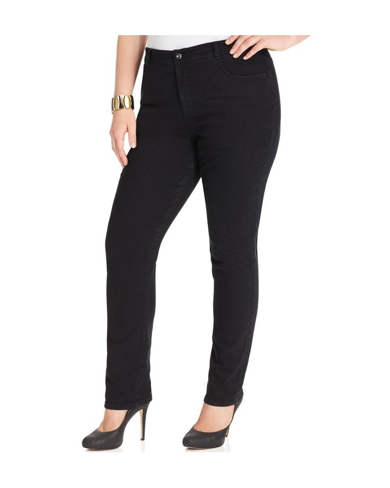 Petite Plus Size High-Rise Slim-Leg Jeans Noir $18.23 Jeans