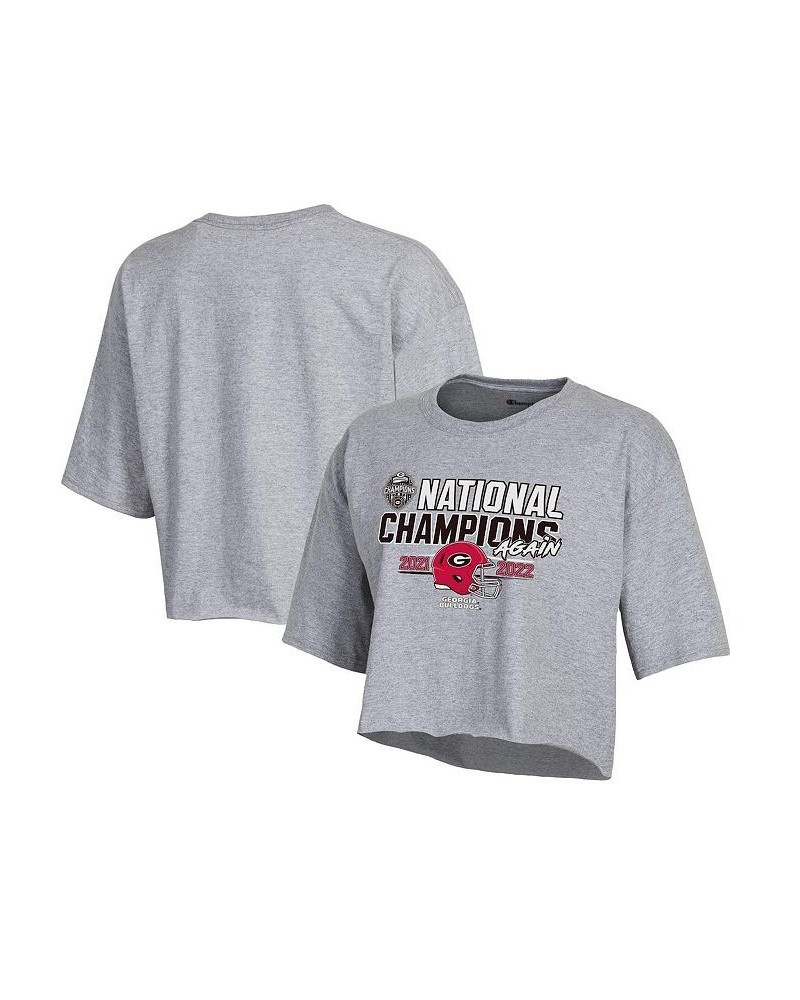 Women's Gray Georgia Bulldogs Back-To-Back to College Football Playoff National Champions Again Crop T-shirt Gray $19.35 Tops