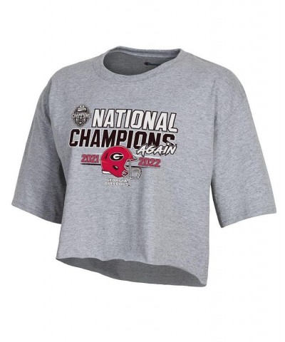 Women's Gray Georgia Bulldogs Back-To-Back to College Football Playoff National Champions Again Crop T-shirt Gray $19.35 Tops