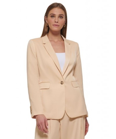 Women's One-Button Notched-Lapel Blazer Sand $48.65 Jackets