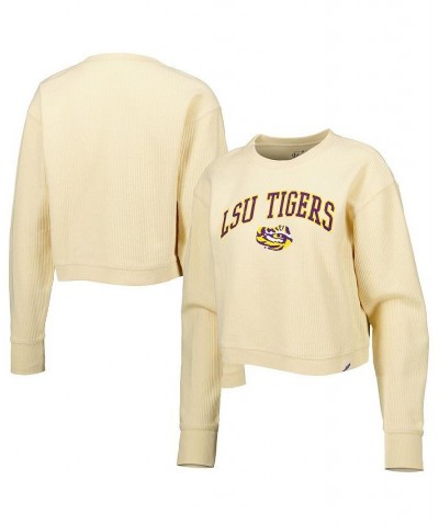 Women's Cream Lsu Tigers Classic Campus Corded Timber Sweatshirt Cream $39.20 Sweatshirts