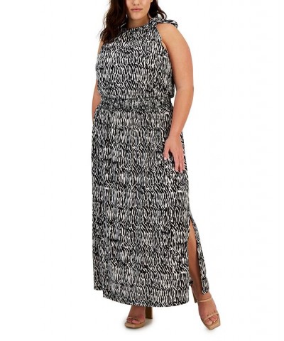 Plus Size Printed Side-Tie Halter Maxi Dress Elora Surface $41.79 Dresses