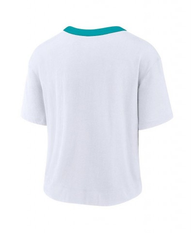 Women's White Miami Dolphins High Hip Fashion Cropped Top White $22.50 Tops