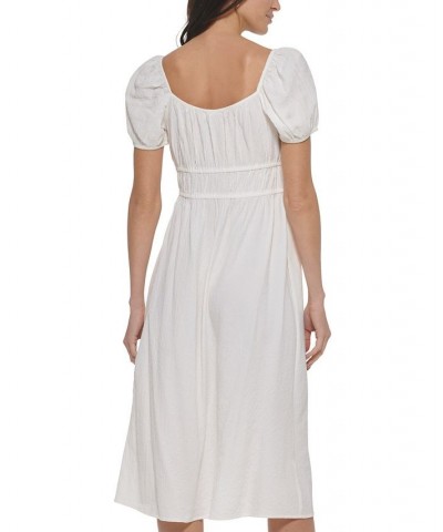 Women's Tie-Neck Midi Peasant Dress Ivory/Cream $66.24 Dresses