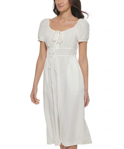 Women's Tie-Neck Midi Peasant Dress Ivory/Cream $66.24 Dresses