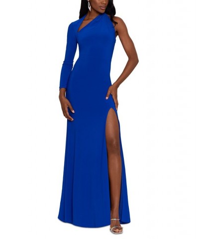 Women's Asymmetrical Cutout Gown Blue $71.06 Dresses