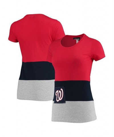 Women's Red Washington Nationals Fitted T-shirt Red $30.59 Tops