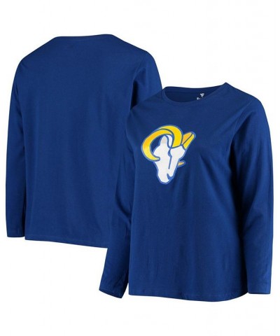 Women's Plus Size Royal Los Angeles Rams Primary Logo Long Sleeve T-shirt Royal Blue $19.88 Tops