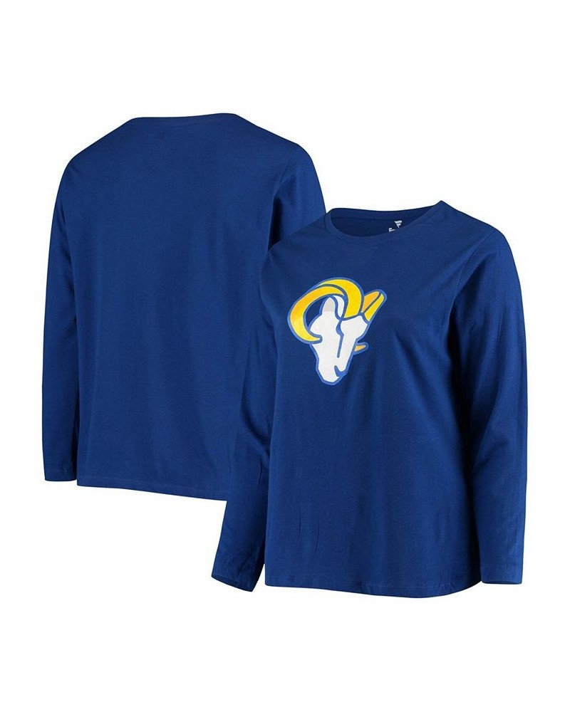 Women's Plus Size Royal Los Angeles Rams Primary Logo Long Sleeve T-shirt Royal Blue $19.88 Tops