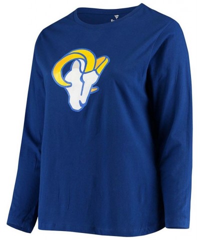 Women's Plus Size Royal Los Angeles Rams Primary Logo Long Sleeve T-shirt Royal Blue $19.88 Tops