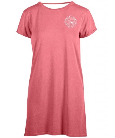 Women's Coastline Cotton T-Shirt Dress Pink Punch $24.48 Dresses